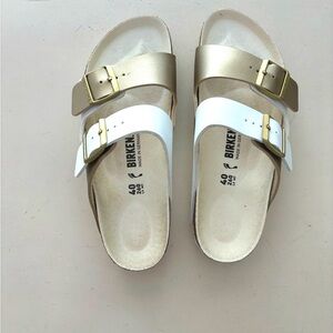 Birkenstock - Arizona Split - white&gold- size 40 (w9,m7) - worn 1x indoor